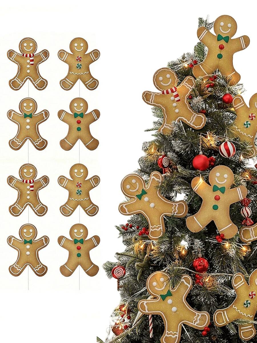 4/1pc Gingerbread Man Christmas Tree Decor, Christmas Vase Decoration, Rustic Gingerbread Decor, Suitable For Holiday Home, School, Office Vase Decoration, Christmas Style Gingerbread Man - Gingerbread Man - View 1