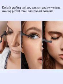 JINSHEE Eyelash Extension Tweezers Set, 3 Pieces Set Of Multifunctional Stainless Steel Tweezers, High-Precision And Durable Eyelash Tool, Multifunctional And Convenient Eyelash Extension Beauty Tool, Suitable For Various Scenarios - Black - View 6