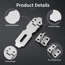 Vintage Stainless Steel Buckle Lock Strap With Lock Hole, Surface Mounted Cabinet Door Lock, Antique Lock Plate, Suitable For Wooden Doors, Main Doors, Drawers - A - View 4