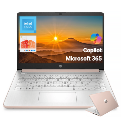 HP 14" HD Business Laptop, Intel Processor N150, 4GB LPDDR5 RAM, 128GB UFS, Wi-Fi 6, Fast Charge, Windows 11 Home With 1-Year Microsoft 365, Pale Rose Gold