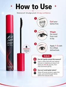 CLIO Kill Lash Mascara 7g, Slim Brush Head Lash Extension, Long-Lasting Curl, Smudge-Proof Daily Eye Makeup - View 6