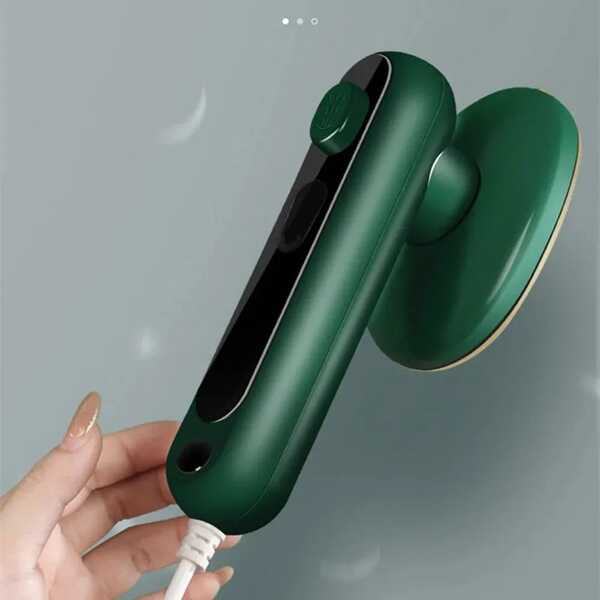 OBOVAY Plancha de vapor portátil de mano con base aislante de calor anti-quemaduras, protección de control de temperatura inteligente, luz indicadora de calentamiento, 2 en 1 para planchado plano y colgado, panel grande y liso para planchado rápido, para ropa, mini plancha de vapor para viajes y hogar