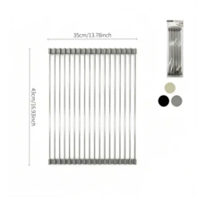 1‑Piece Draining Heat‑Resistant Rack, Holds Tableware And Kitchen Utensils, Can Be Rolled Up For Storage When Not In Use, Saves Kitchen Space, And Fits Most Sinks. - Random Color - View 12