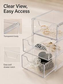 3-Layer Drawer Storage Box For Jewelry, Hair Accessories, Earrings And Small Items, Furniture Office Study Desk Organizer, Jewelry Storage Box, Drawer Cosmetic Organizer, Bedroom Decor Desk Organizer, Home Desk Drawer Storage Box - A - View 5
