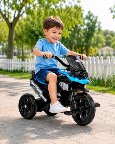 THE BABY SHOP Triciclo para Niños con Diseño de Moto y Luz Frontal
