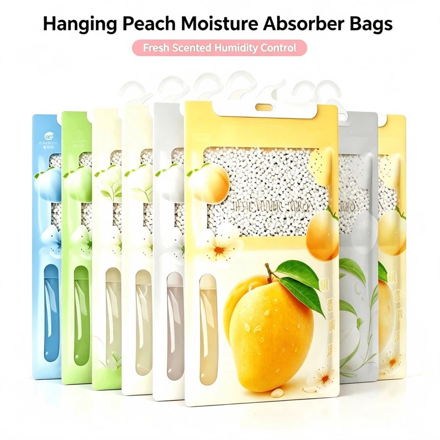 4pcs Hanging Moisture Absorber Bags, Disposable Dehumidifier Sachets, Suitable For Closet, Wardrobe, Bathroom, Basement And Storage Space - Multicolor - View 1