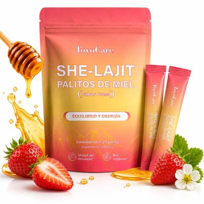 ToyoCare Himalayan Shilajit Honey Sticks, Strawberry Flavor, 20 Count, Dietary Supplement For Men And Women, Daily Use