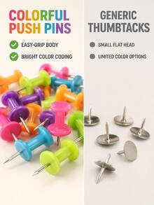 400Pcs Multicolor Plastic Push Pins, Easy-Grip Thumb Tacks For Bulletin Boards, Corkboards, Photo Walls, Travel Maps, Notes And Calendars, Office Desk Accessories, Classroom And Back-To-School Stationery - Multicolor - View 4