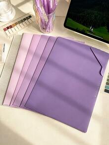 Vibrant Ombre L-Shaped File Folder, Durable Material, Large Capacity For Exam Papers Organization, Suitable For School Supplies, Office And Home - Transparent Plastic File Bag With Label Slot | Essential Back-To-School Tool - Multicolor - View 1