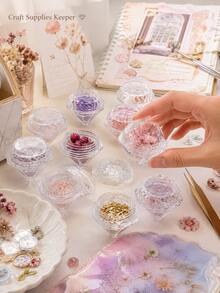 10pcs Transparent Diamond-Shaped Mini Cosmetic Sample Jars With Screw Caps, Suitable For Nail Art, Rhinestones, Sequins And Other Decorative Items Storage, As Well As DIY Crafts And Organization - Clear - View 3
