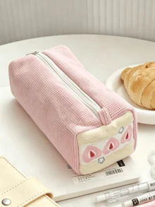 1pc Strawberry Sandwich Pencil Case, A Sweet And Cute Women's Small Item Storage Bag, Perfect For Storing Pencils, Makeup Brushes And Other Small Items. It Is Multi-Functional, Spacious And Portable, Making It An Ideal Gift For Friends Or Besties. - Multicolor - View 7