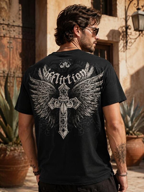 Camiseta de hombre, estampada, de manga corta, cuello redondo, corte holgado, estilo informal, adecuada para el uso diario