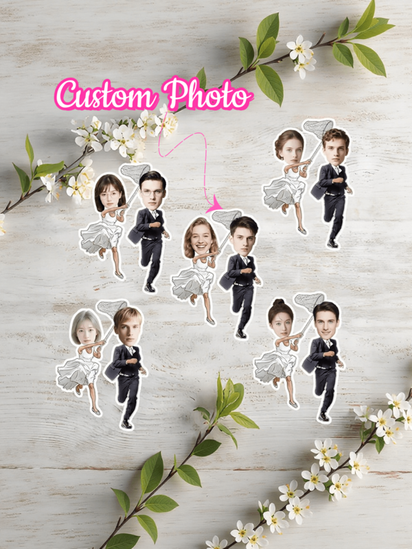18/25pcs Customized Wedding Couple Stickers, Wedding Dress & Suit Mesh Bag Running Couple, Fun Party Decoration, Wedding Scrapbook Decorative Stickers