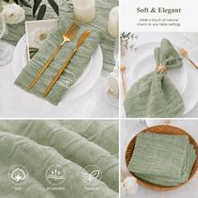 60 Pcs Sage Green Gauze Napkins, 20x20 Inch Soft Crinkled Gauze Napkins, Reusable And Washable, Bohemian Country Style Napkins For Wedding, Bridal Shower, Baby Shower, Birthday Party, Reception, Restaurant, Home Dining Decoration - Mint Green - View 7