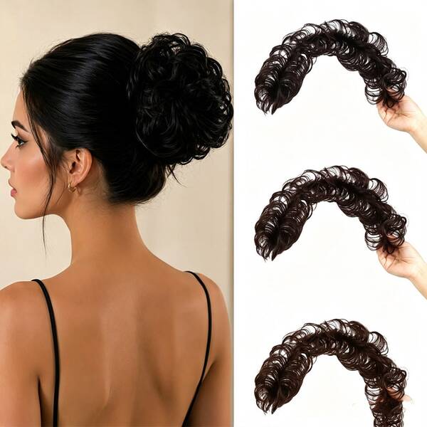 Ikat Rambut Sanggul Rambut Palsu Wanita, Sanggul Tongkat Ajaib yang Dapat Melilit Sendiri, Bagian Belakang Kepala yang Mengembang, Aksesori Rambut Gaya Kuno untuk Sanggul