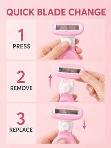 Women's 5-Blade Body Razor, Manual Bikini Shaver, Replaceable Blade Head, Flexible Swinging Blade, Non-Slip Handle, Comes With Travel Storage Box, Dry And Wet Use, Suitable For Legs, Underarms And Bikini Line - Multicolor - View 10