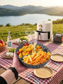 1pc Reusable Silicone Air Fryer Liner, Non-Stick Heat Resistant Air Fryer Basket, Easy To Clean Washable Silicone Baking Tray, Suitable For Oven And Microwave - Multiple Styles and Colors - View 3