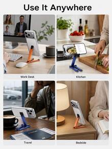 New Foldable Pocket Phone Stand, Portable Carabiner Phone Holder, Multi-Color Desktop And Hanging Stand, Hands-Free Phone Mount, Multifunctional Keychain Phone Holder, Suitable For Daily Carry, Home, Office And Travel Essentials - Multicolor - View 10