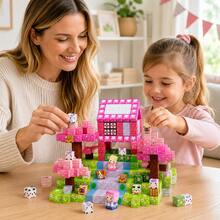 20-300pcs Magnetic Building Blocks Children's Toys, Pink Forest Park Set, With Cute Character Blocks, Princess Magnet Game, Educational Toys, STEM Sensory Gift - Multicolor - View 8