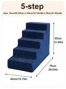 1pc Right Angle Pet Stairs, 3/4/5 Steps High Elasticity Sponge Climbing Ladder Suitable For Elderly And Disabled Pets To Get On Sofa And Bed, Non-Slip And Removable Washable - Multicolor - View 25