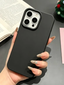 2pcs Matte Black & Deep Pink Minimalist Full Coverage TPU Shockproof Phone Case Compatible With Apple 18 17 16 15 14 13 12 11 Pro Max Protective Shell Air - Multicolor - View 4