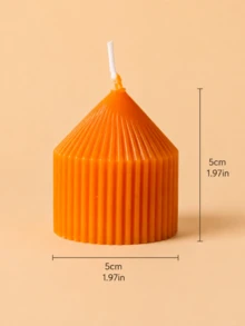 多尺寸橘黃色尖頭垂直條紋柱狀蠟燭，直徑 5cm，無煙居家裝飾蠟燭，適用婚禮、餐桌、客廳、派對與節日氛圍裝飾 - 多尺寸 - 查看 14