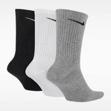 Nike Black White Grey Minimalist Versatile Comfortable Soft Breathable Moisture-Wicking Sports Casual Socks Unisex 3-Pack - Black, White and Gray - View 3