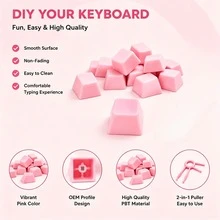 Pink PBT XDA Profile Keycap 30/50/100Pcs Mechanical Keyboard DIY Replacement Key Caps Kit Universal Gaming Keyboard Accessories With Free 2-In-1 Keycap Switch Puller - View 7