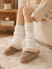 3/2/1Pair Sock Sleeves,Slouchy Sock Covers, Minimalist Solid Color Soft Slouch Socks, JK Style Striped Mid-Calf Slouchy Sock Covers, Y2K Style Leg Warmers, Warm Calf-Length Sock Covers, Suitable For Home & Outings In Spring, Autumn & Winter - Multiple Styles - View 4