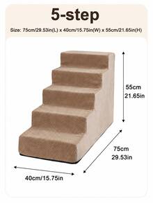 1pc Right Angle Pet Stairs, 3/4/5 Steps High Elasticity Sponge Climbing Ladder Suitable For Elderly And Disabled Pets To Get On Sofa And Bed, Non-Slip And Removable Washable - Multicolor - View 12