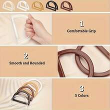 2pcs D-Shaped Plastic Replacement Handles, Suitable For Bags And Handbags - Multi-Functional DIY Craft Materials, Suitable For Beach Bags, Crochet Bags, Tote Bags, Wallet Making, DIY Wallet Making And Straw Bag Making - Multi-color - View 3