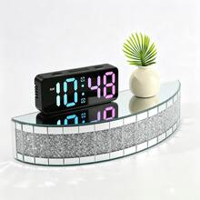 Digital LED Alarm Clock With 15 RGB Color Modes, Large Mirror Display Dual Alarms, Adjustable Brightness, Plug-In Desk Clock With Memory Backup, Electronic Clock For Bedroom Office Tabletop Decor - 1PC - View 7