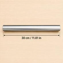 1pc Stainless Steel Rolling Pin, Baking Rolling Pin, Non-Stick Rolling Pin, For Baking Soft Candy, Pizza, Pie, Pastry, Dough, Cookies - Silver - View 13