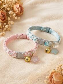 This Cute And Romantic Floral Pet Collar Features A Bell And Pendant. The Adjustable Buckle Makes It Easy And Quick To Unfasten. Suitable For Everyday Indoor Wear By Cats And Dogs, It's A Pet Accessory Suitable For All Seasons. - Multicolor - View 4