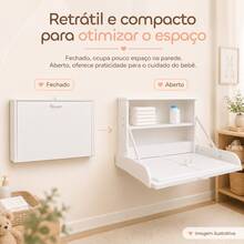 Trocador de Parede MDF com Colchonete e Prateleira 75cm Fraldário Bebê Trocador de Fralda Fixação Segura - Branco - Visão 2