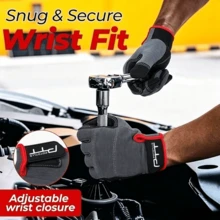 1 Pair High Sensitivity Touchscreen Work Gloves, Wear-Resistant Shock-Absorbing Padding, Adjustable Wrist, Suitable For Multiple Work Scenarios, Construction And Gardening - Red - View 5