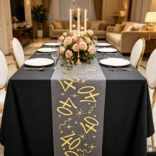 1 Roll Gold Birthday Number 70 Table Runner, Polyester Mesh, Durable, Skin-Friendly And Soft, Lightweight And Breathable, Suitable For Room, Bedroom, Living Room, Kitchen Decoration, Birthday Party, Holiday Celebration Decor - View 11