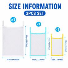 2pcs Poolside Mesh Storage Bags (1 Large White Trim Bag + 1 Small Blue Trim Bag), Hanging Pool Storage Bags, Swimming Pool Storage Bag Set, Toy Storage Organizer, Mesh Hanging Bag, Space-Saving, Easy To Clean, Multi-Functional Storage Hanging Bag With Bracket, Hook Mesh Bag, Toy & Float Storage, Say Goodbye To Clutter - Multicolor - View 9