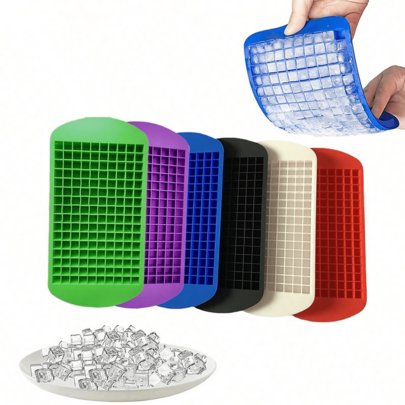 2 / 1-Pacote de Moldes de Silicone, Moldes Multigrid Pretos com 160 Cavidades, Adequado para Verão, Cubos de Gelo, Alimentos, Cozinha, Viagem, Suprimentos de Cozinha, Utensílios de Cozinha, Pequenos Itens de Cozinha. Essencial para Volta às Aulas