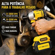 Chave de Impacto Sem Fio MTG 88V Motor Sem Escovas, Torque Máximo 500N.m, 2 Velocidades Ajustáveis, 2 Baterias Li-ion 1300mAh com Visor de Carga, Encaixe 1/2", Maleta Inclusa para Mecânica e Montagem - Amarelo - Visão 8