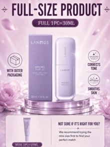 Laneige Lan Zhi 柔膚修飾妝前乳，正裝 30ml，試用裝 10ml，有效保護肌膚免受刺激，保濕控油，適合日常防曬與妝前底妝 - 淡紫色 - 查看 4