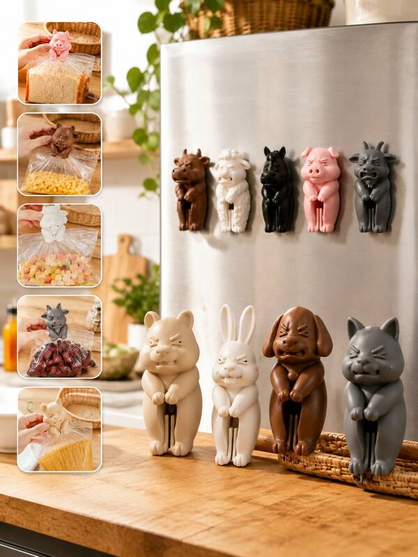 5pcs Cute Animal Shaped Sealing Clips, Perfect For Sealing Coffee, Grains, Candy And Snack Bags, Ideal Housewarming Gift, Fun Collectible For Snack Lovers And Home Decor Enthusiasts