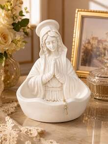 1pc Virgin Mary Resin Jewelry Tray, Catholic Prayer Figurine Rosary Holder, Christian Religious Decor, Ring And Bead Jewelry Dish, Bedroom Vanity Desktop Ornament, Faith Gift For Women, Mothers, Family - Multiple Styles - View 6