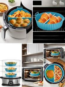 1pc Reusable Silicone Air Fryer Liner, Non-Stick Heat Resistant Air Fryer Basket, Easy To Clean Washable Silicone Baking Tray, Suitable For Oven And Microwave - Multiple Styles and Colors - View 5