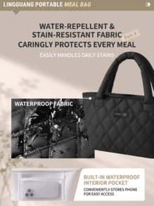 Powcan 7.5L Quilted Insulated Lunch Bag, Women's Waterproof Reusable Cooler Tote Bag, Soft Handle, 2-In-1 Thermal Storage Bag, Suitable For Work, School, Office And Travel - Multicolor - View 7