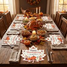 20/50Pcs Thanksgiving Maple Leaf Paper Placemats, Multi-Scenario Use Table Mats, Maple Leaf Shaped Cartoon Style Placemats, Suitable For Thanksgiving, Harvest Festival Table Decoration - View 3