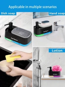 2-In-1 Soap Dispenser And Sponge Holder, Kitchen Dish Soap Pump Bottle, Kitchen And Bathroom Multi-Function Cleaning Supplies Storage Rack - Multicolor - View 6