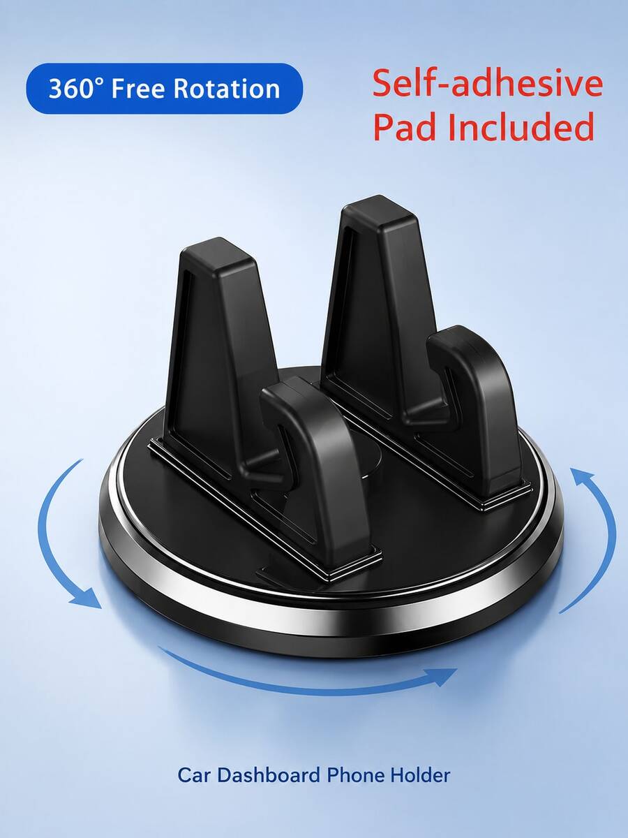 Universal 360° Rotatable ABS Dashboard Phone Holder, Anti-Slip Car Phone Mount, Car GPS Navigation Accessory, Adjustable Car Phone Holder, Suitable For Car Electronics, All Seasons