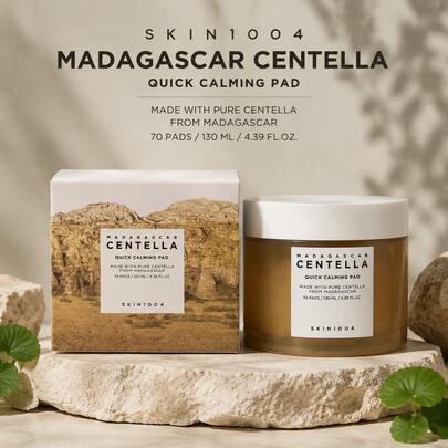 SKIN1004 Madagascar Centella Quick Calming Pad 70 Pads, Korean Toner Pads For Face, Soothing & Hydrating Facial Pads, Gentle Daily Skin Care For Sensitive Skin, 130ml