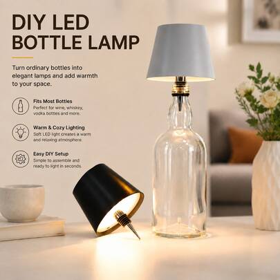 Lampu Malam Suasana Botol Wine DIY - 3 Warna Dapat Diatur, Dapat Diisi Ulang USB, Saklar Sensor Sentuh, Lampu Meja Nirkabel Portabel, Desain Seni Besi, Pemasangan Mudah, Lampu Malam Samping Tempat Tidur, Lampu Dekorasi Meja, Dekorasi Lembut Ruang Tamu, Properti Fotografi